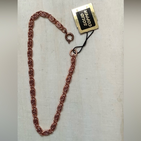 New vintage SOLID COPPER scroll chain bracelet - Picture 3 of 6